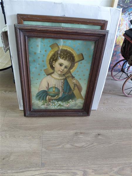 Grote foto mooi oud schilderij met heilige antiek en kunst religie
