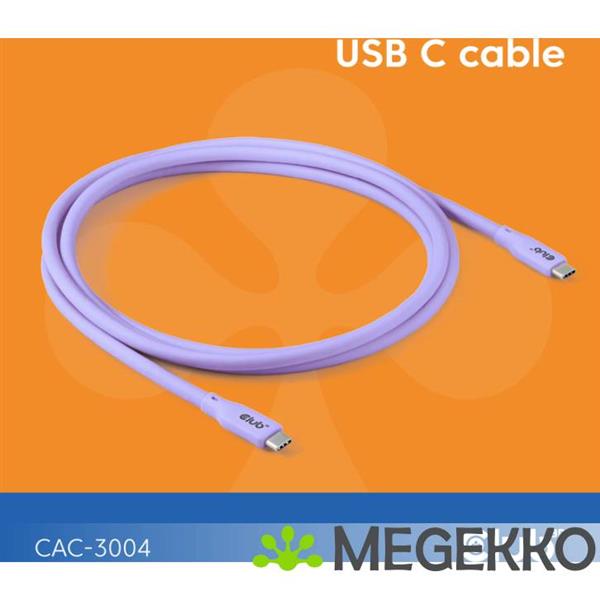 Grote foto club3d usb c oplaadkabel paars siliconen tangle free computers en software overige computers en software