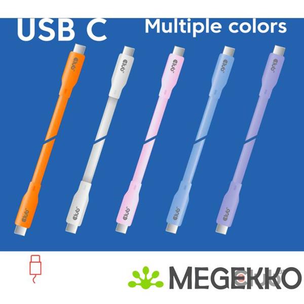 Grote foto club3d usb c oplaadkabel paars siliconen tangle free computers en software overige computers en software