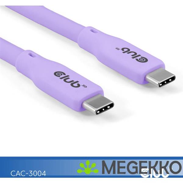Grote foto club3d usb c oplaadkabel paars siliconen tangle free computers en software overige computers en software