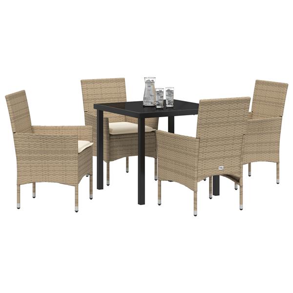 Grote foto vidaxl 5 delige tuinset met kussens beige poly rattan tuin en terras tuinmeubelen