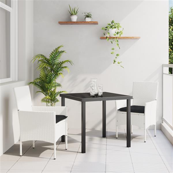 Grote foto vidaxl 3 delige tuinset met kussens wit poly rattan tuin en terras tuinmeubelen