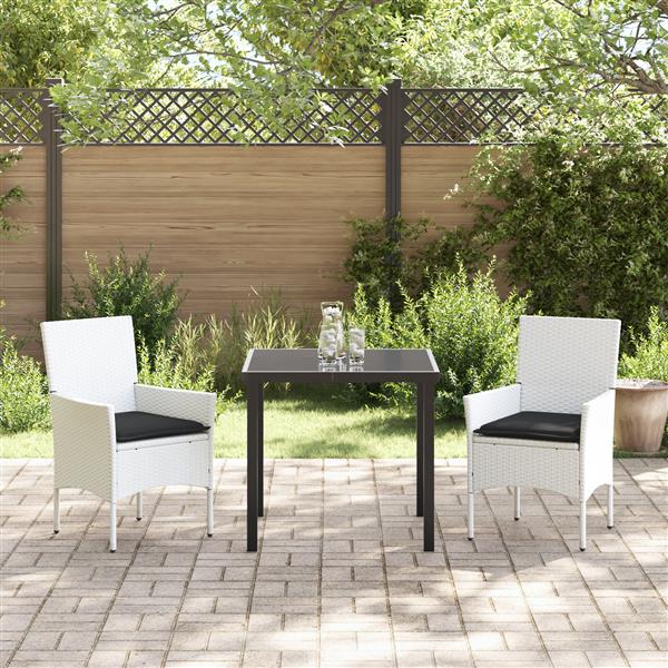 Grote foto vidaxl 3 delige tuinset met kussens wit poly rattan tuin en terras tuinmeubelen