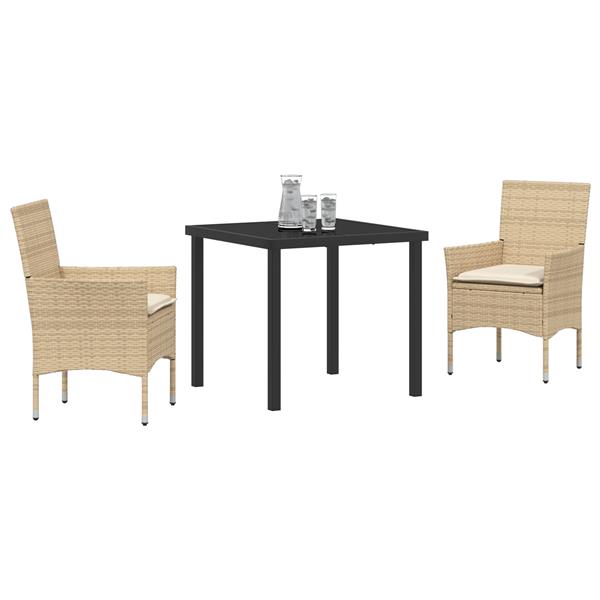 Grote foto vidaxl 3 delige tuinset met kussens in beige poly rattan tuin en terras tuinmeubelen