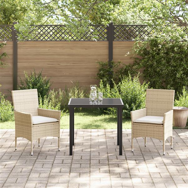 Grote foto vidaxl 3 delige tuinset met kussens in beige poly rattan tuin en terras tuinmeubelen