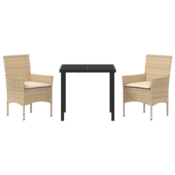 Grote foto vidaxl 3 delige tuinset met kussens in beige poly rattan tuin en terras tuinmeubelen