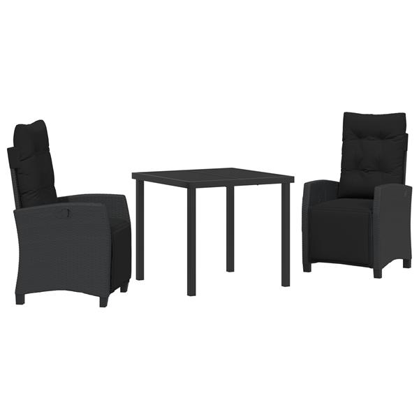 Grote foto vidaxl 3 delige tuin eetset zwart poly rattan tuin en terras tuinmeubelen