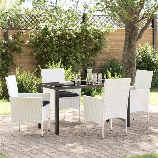 Grote foto vidaxl 5 delige tuinset met kussens van wit poly rattan tuin en terras tuinmeubelen
