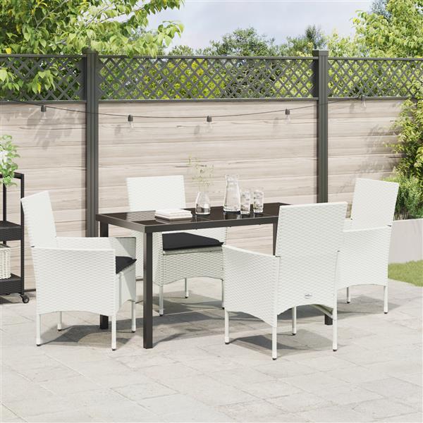 Grote foto vidaxl 5 delige tuinset met kussens van wit poly rattan tuin en terras tuinmeubelen