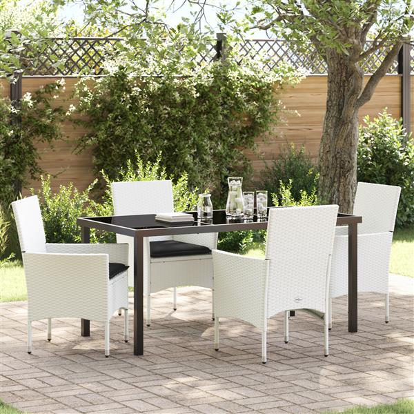 Grote foto vidaxl 5 delige tuinset met kussens in wit poly rattan tuin en terras tuinmeubelen
