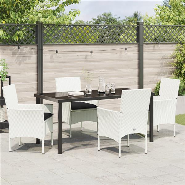 Grote foto vidaxl 5 delige tuinset met kussens in wit poly rattan tuin en terras tuinmeubelen