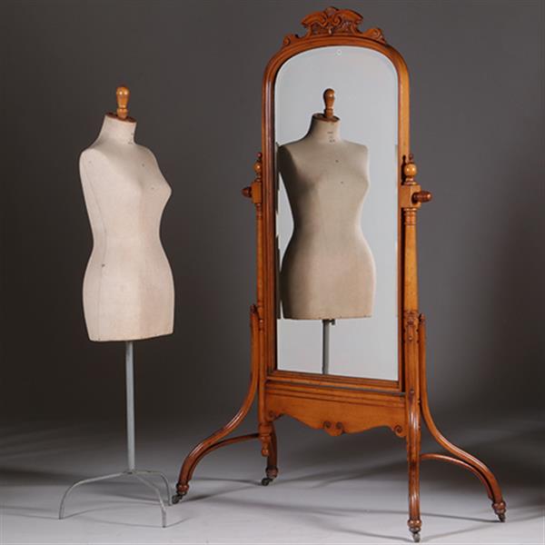 Grote foto uiterst elegante passpiegel in blond notenhout ca 1895 facet geslepen no.311415 antiek en kunst spiegels