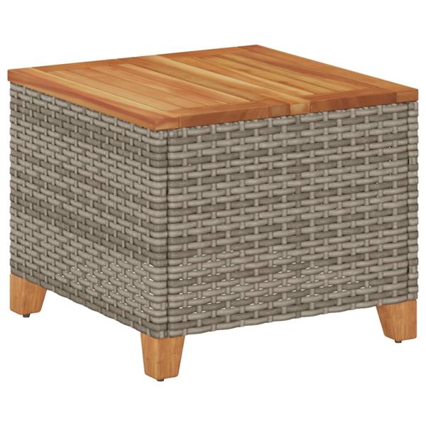 Grote foto vidaxl tuintafel 45x45x37 cm poly rattan en acaciahout grijs tuin en terras tuinmeubelen