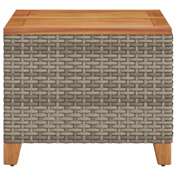 Grote foto vidaxl tuintafel 45x45x37 cm poly rattan en acaciahout grijs tuin en terras tuinmeubelen