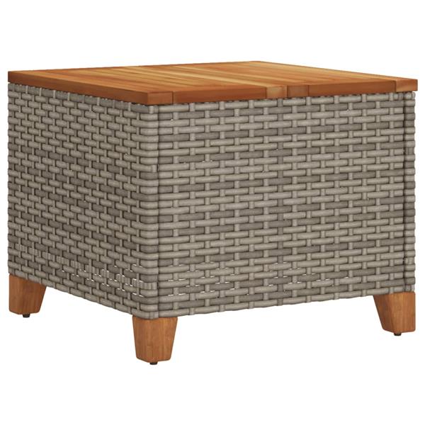 Grote foto vidaxl tuintafel 45x45x37 cm poly rattan en acaciahout grijs tuin en terras tuinmeubelen