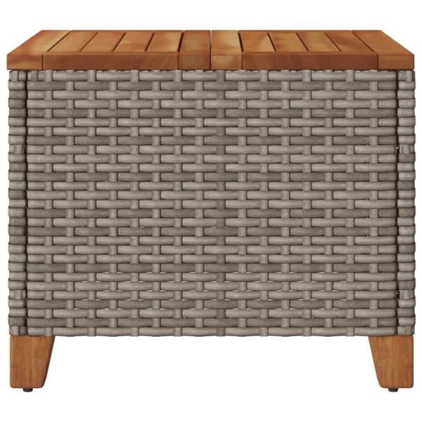 Grote foto vidaxl tuintafel 45x45x37 cm poly rattan en acaciahout grijs tuin en terras tuinmeubelen