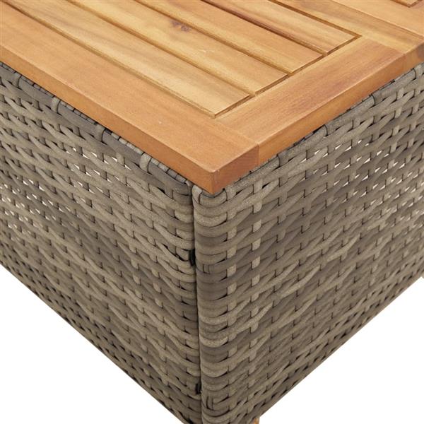 Grote foto vidaxl tuintafel 45x45x37 cm poly rattan en acaciahout grijs tuin en terras tuinmeubelen