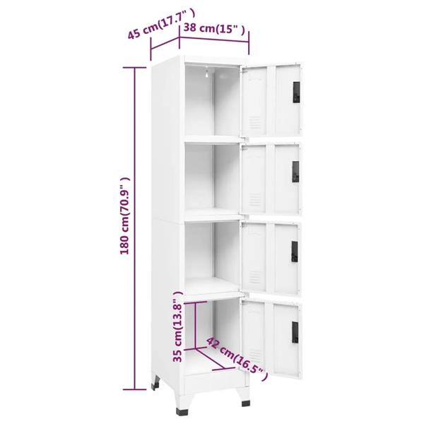 Grote foto vidaxl lockerkast 38x45x180 cm staal wit huis en inrichting overige