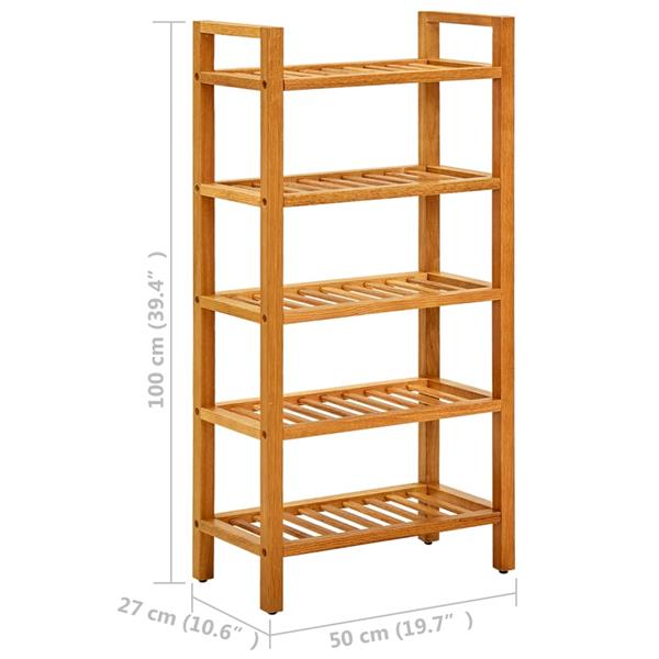Grote foto vidaxl schoenenrek met 5 schappen 50x27x100 cm massief eikenhout huis en inrichting overige