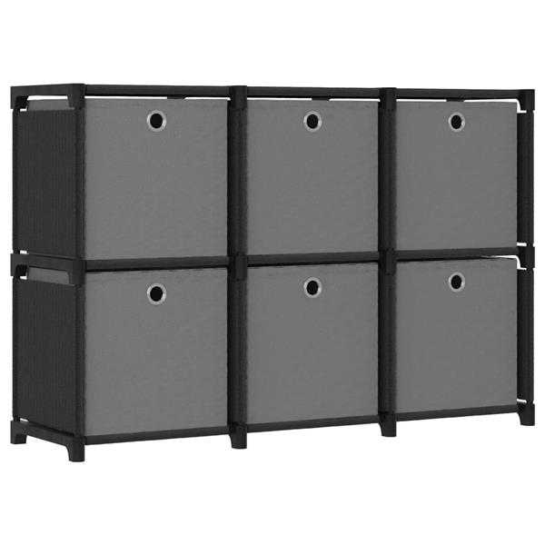 Grote foto vidaxl kast met 6 vakken met boxen 103x30x72 5 cm stof zwart huis en inrichting overige