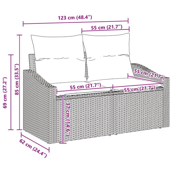 Grote foto vidaxl 6 delige tuinsofa set met kussens in zwart poly rattan en acacia tuin en terras tuinmeubelen