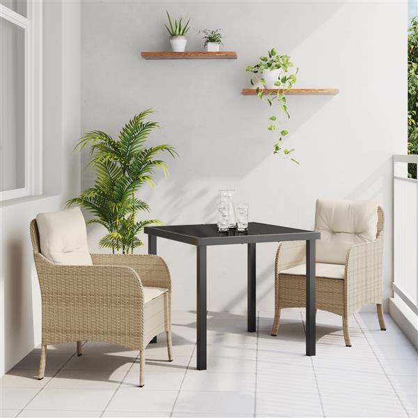 Grote foto vidaxl 3 delige tuinset met kussens in beige poly rattan tuin en terras tuinmeubelen
