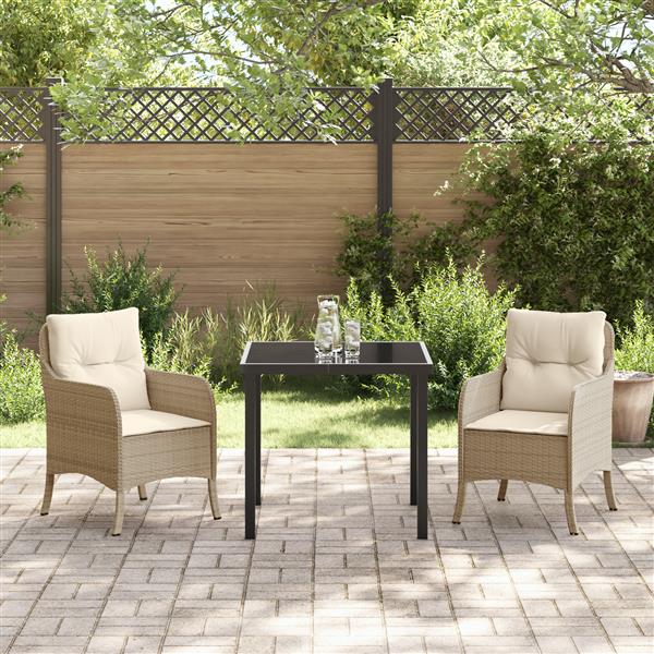 Grote foto vidaxl 3 delige tuinset met kussens in beige poly rattan tuin en terras tuinmeubelen
