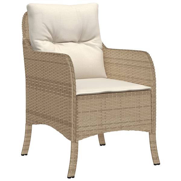 Grote foto vidaxl 3 delige tuinset met kussens in beige poly rattan tuin en terras tuinmeubelen