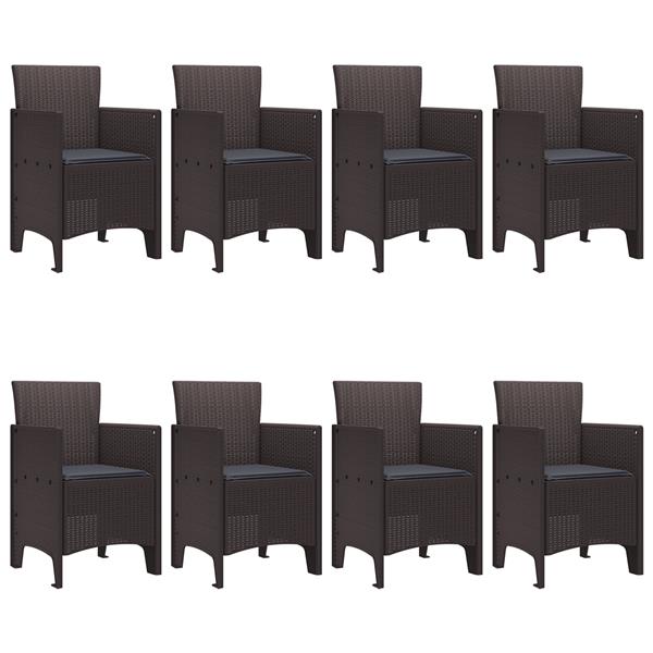 Grote foto vidaxl tuin eetset 9 pcs bruin poly rattan metaal tuin en terras tuinmeubelen