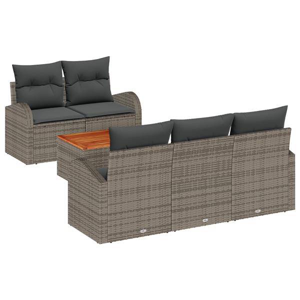 Grote foto vidaxl grijze tuinbank set 6 pcs grijs middelgroot riet stof tuin en terras tuinmeubelen