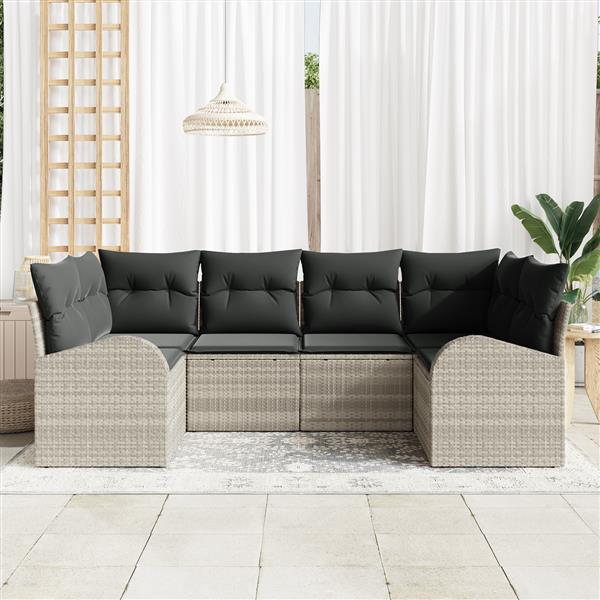 Grote foto vidaxl tuin sofa set 6 pcs lichtgrijs en donkergijs 234 x 124 x 85 cm tuin en terras tuinmeubelen