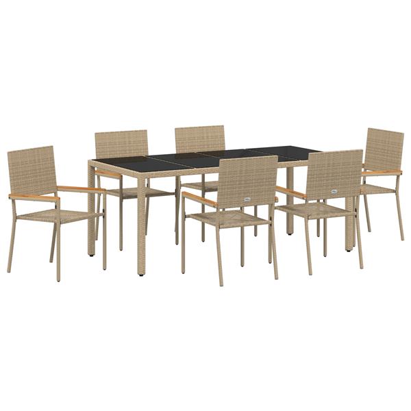 Grote foto vidaxl 7 delige tuinset poly rattan beige tuin en terras tuinmeubelen