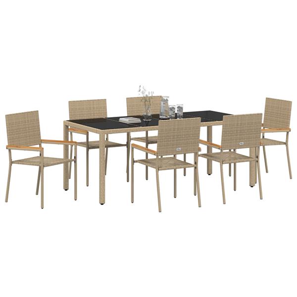 Grote foto vidaxl 7 delige tuinset poly rattan beige tuin en terras tuinmeubelen