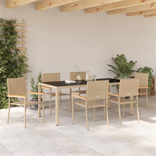 Grote foto vidaxl 7 delige tuinset poly rattan beige tuin en terras tuinmeubelen