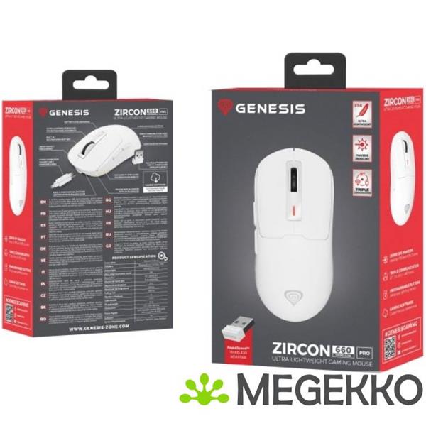 Grote foto genesis nmg 2194 gaming muis ambidextrous bluetooth usb type c wit computers en software overige computers en software