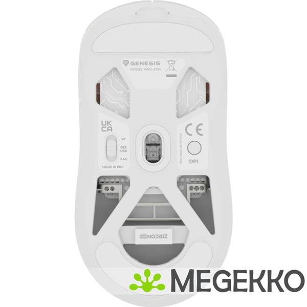 Grote foto genesis nmg 2194 gaming muis ambidextrous bluetooth usb type c wit computers en software overige computers en software