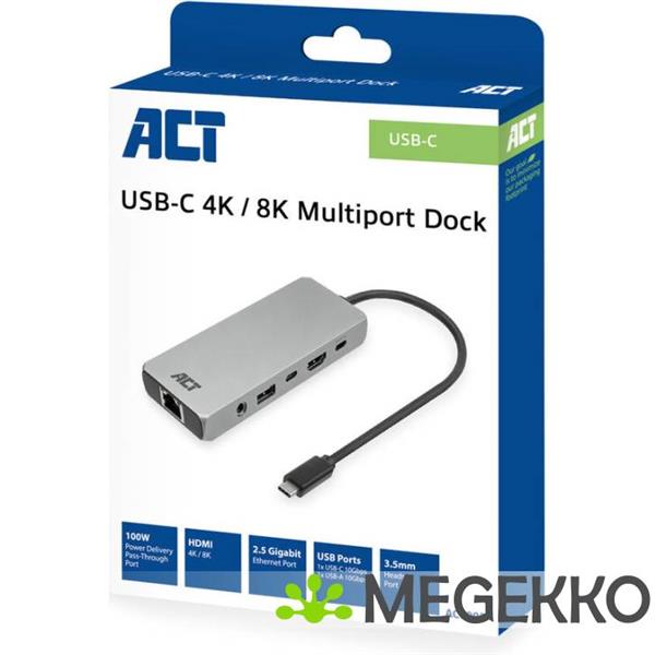 Grote foto act ac7095 laptop dock poortreplicator bedraad usb 3.2 gen 1 3.1 gen 1 type c grijs computers en software overige computers en software