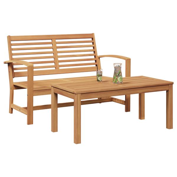 Grote foto vidaxl tuin sofa set 2 pcs bruin massief teakhout tuin en terras tuinmeubelen