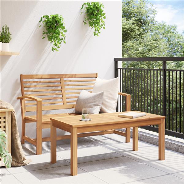 Grote foto vidaxl tuin sofa set 2 pcs bruin massief teakhout tuin en terras tuinmeubelen