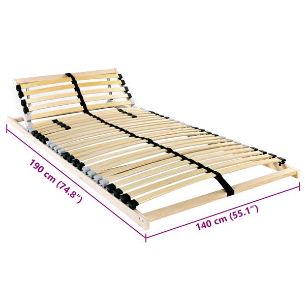 Grote foto vidaxl lamelbodem met hoofdeinde beige 140 x 190 cm hout antiek en kunst stoelen en banken
