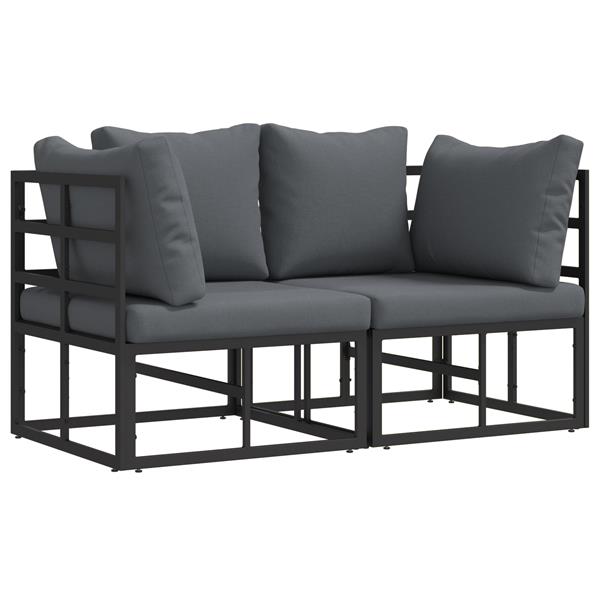Grote foto vidaxl buitenmeubelsets met kussen met kussen 2 pcs zwart en anthraciet tuin en terras tuinmeubelen