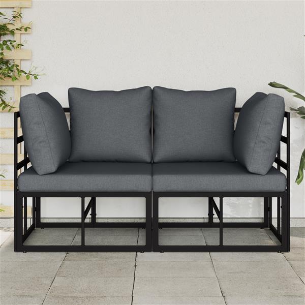 Grote foto vidaxl buitenmeubelsets met kussen met kussen 2 pcs zwart en anthraciet tuin en terras tuinmeubelen