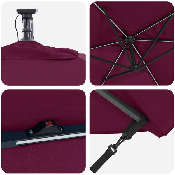 Grote foto vidaxl cantilever banana parasol bordeauxrood 294 x 200 x 254 cm tuin en terras overige tuin en terras