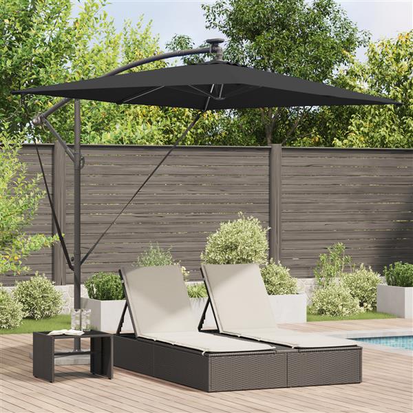 Grote foto vidaxl cantilever banana parasol met slot zwart 294 x 200 x 254 cm tuin en terras overige tuin en terras