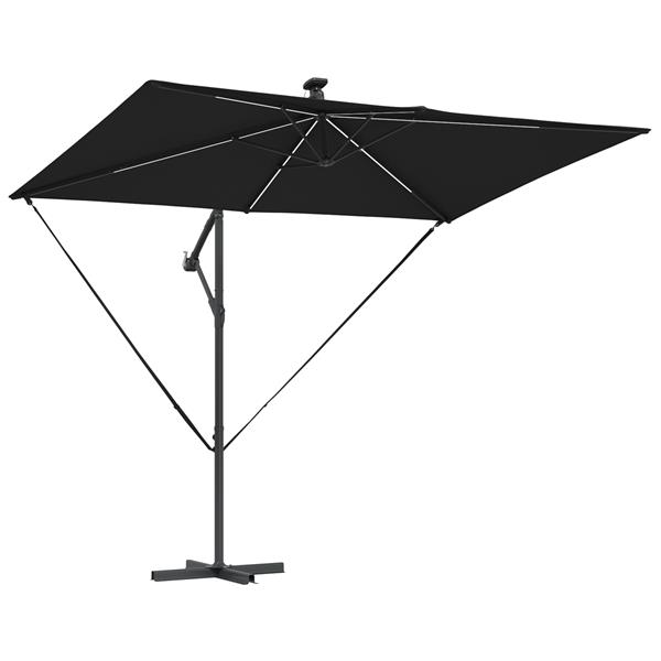 Grote foto vidaxl cantilever banana parasol met slot zwart 294 x 200 x 254 cm tuin en terras overige tuin en terras