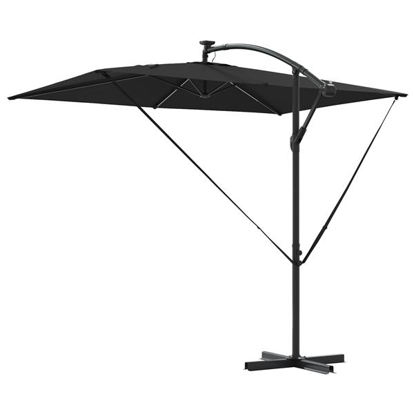Grote foto vidaxl cantilever banana parasol met slot zwart 294 x 200 x 254 cm tuin en terras overige tuin en terras