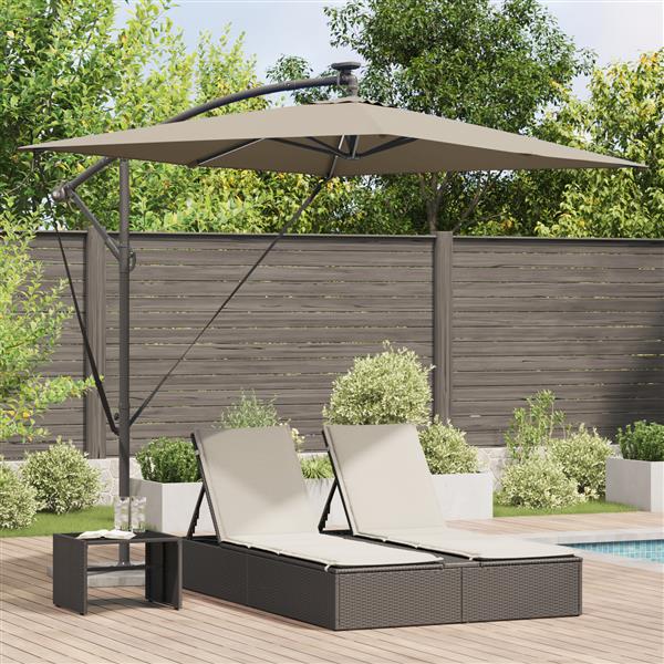 Grote foto vidaxl cantilever banana parasol met slot taupe 294 x 200 x 254 cm tuin en terras overige tuin en terras
