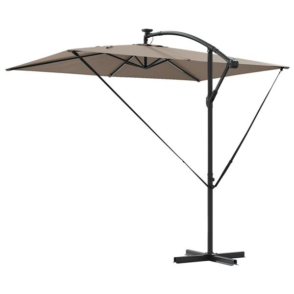 Grote foto vidaxl cantilever banana parasol met slot taupe 294 x 200 x 254 cm tuin en terras overige tuin en terras