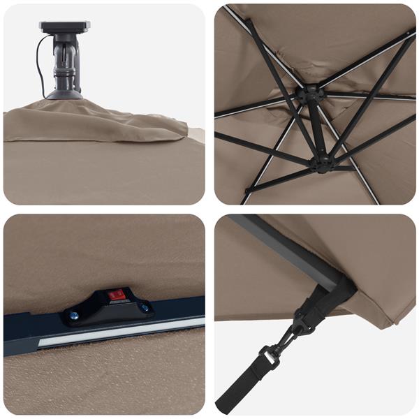 Grote foto vidaxl cantilever banana parasol met slot taupe 294 x 200 x 254 cm tuin en terras overige tuin en terras