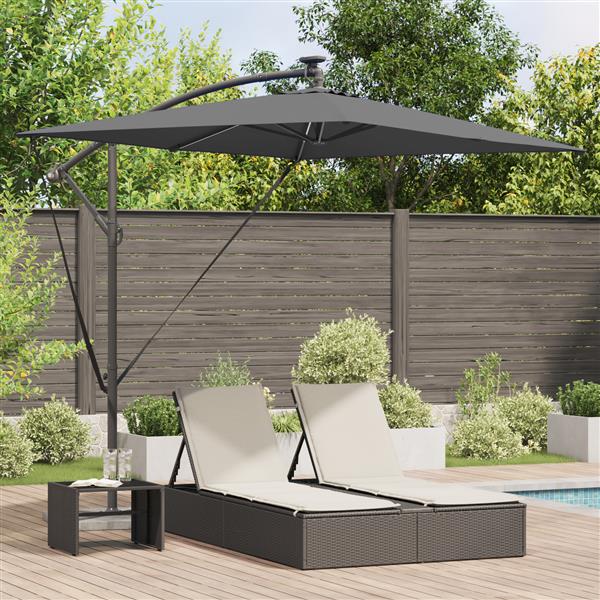 Grote foto vidaxl cantilever banana parasol met slot antraciet 294 x 200 x 254 cm tuin en terras overige tuin en terras